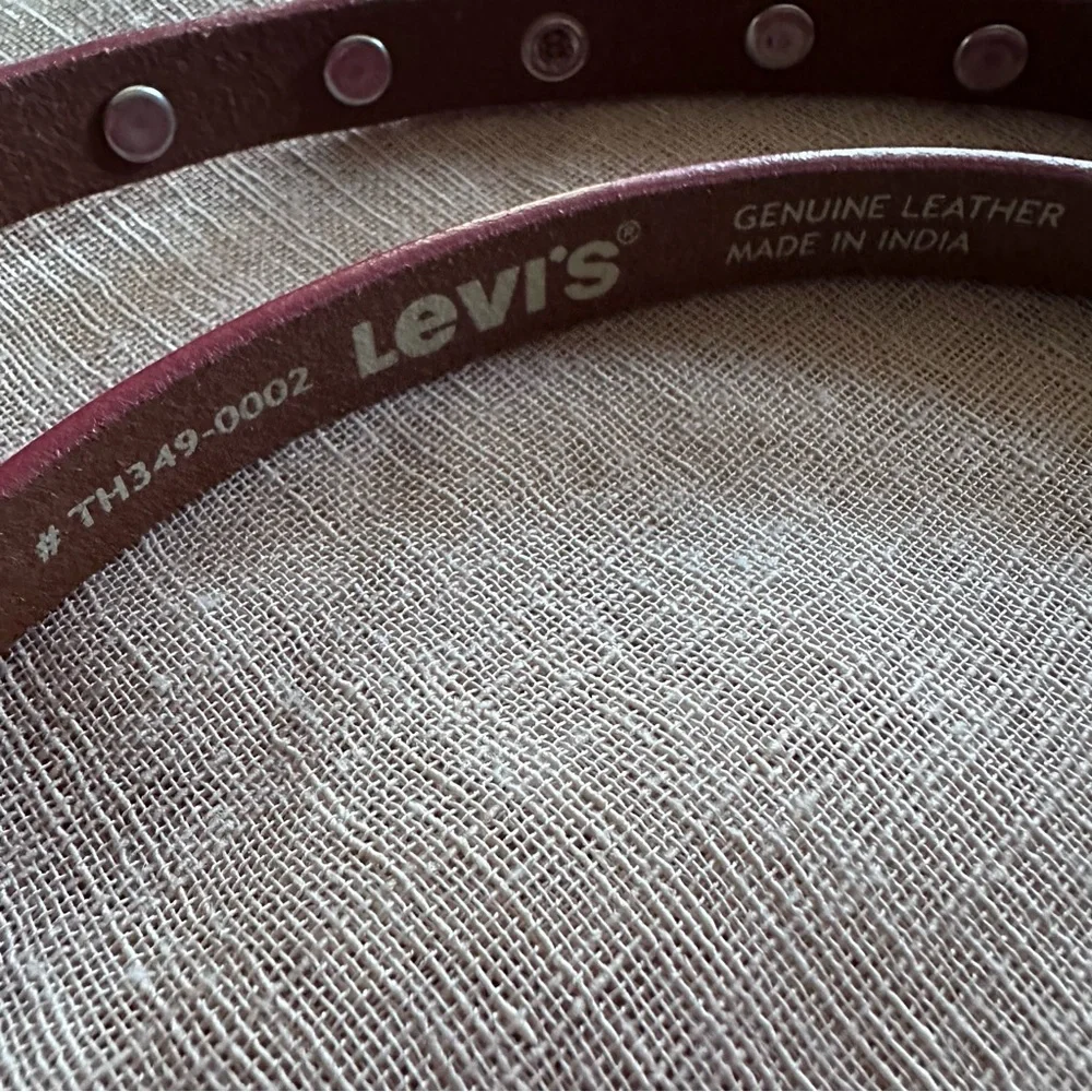 Levi's Western Red Leather Belt with Silver Tone Accents